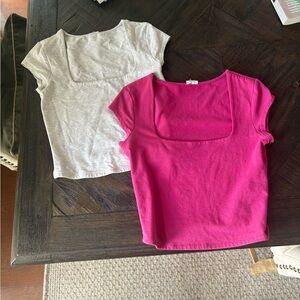 Garage Square Neck Tee Bundle (Pink + Light Grey) Size XS/S